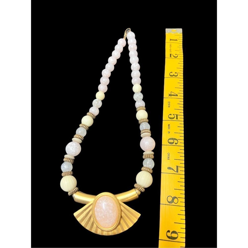 Beaded art deco gold tone necklace - Picture 6 of 6